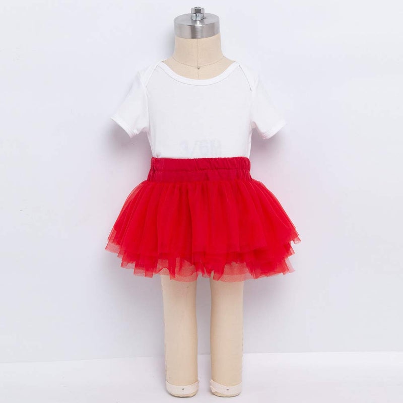 Anbaby Baby Girls Soft Tutu Skirt Toddler Ruffled Pants Diaper Cover Red 6-12M - Image 4